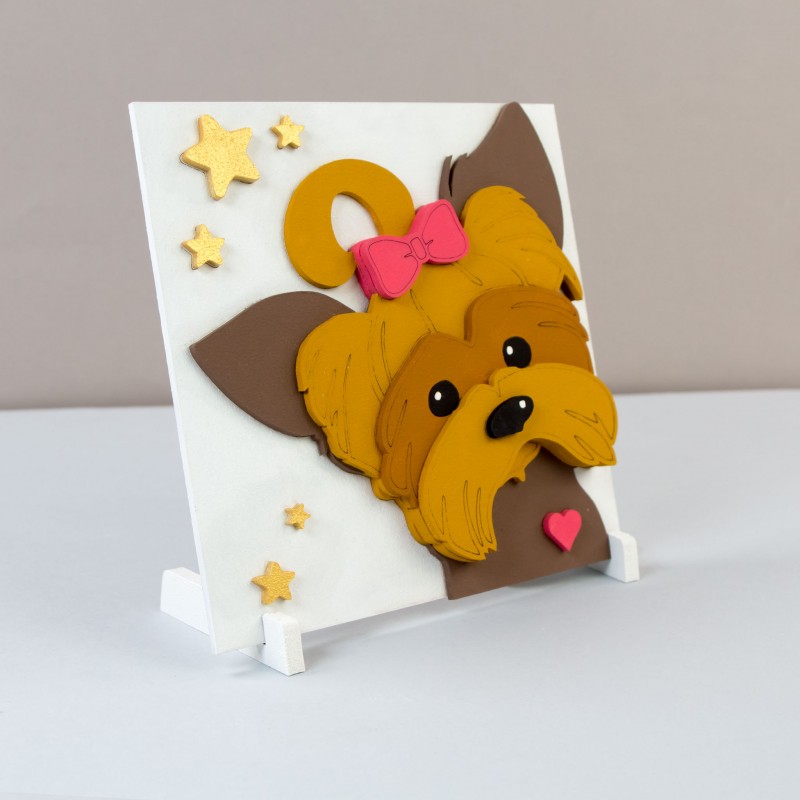 "Dog", set, 3D painting, primed fibreboard, 18x18cm, ROSA TALENT