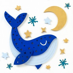 "Whale", set, 3D painting, primed fibreboard, 18x18cm, ROSA TALENT