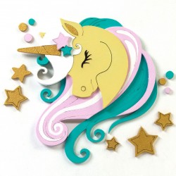 "Star Unicorn", set, 3D painting,  primed fibreboard, 18x18cm, ROSA TALENT