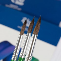 Set of brushes 4, Synthetic, 3pc., Flat №10, Round №0,6, Long Handle, ROSA Studio
