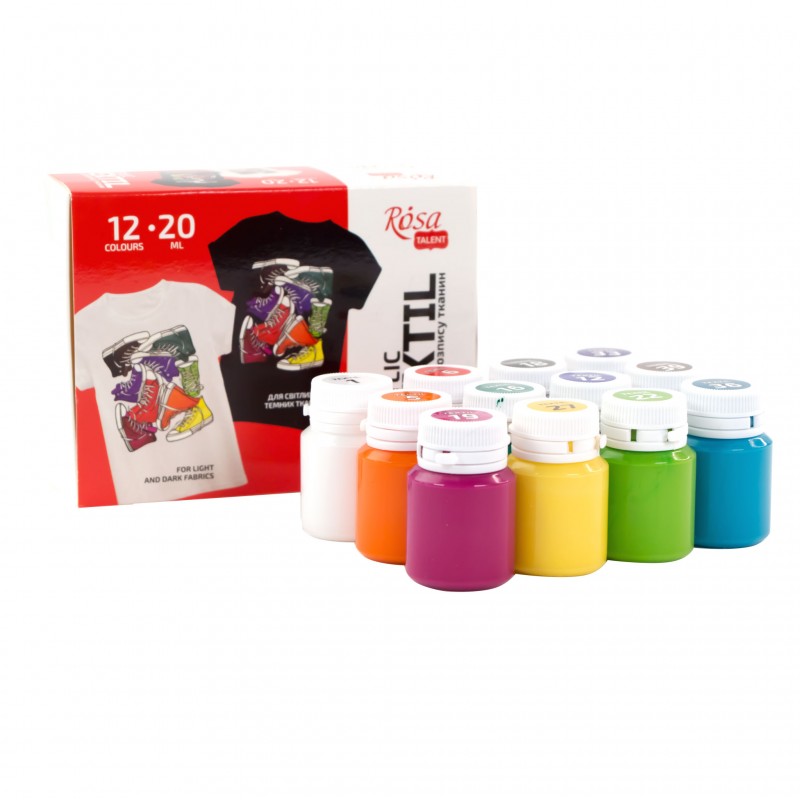 Sets of acrylic paints for textile STYLE 20ml ROSA TALENT