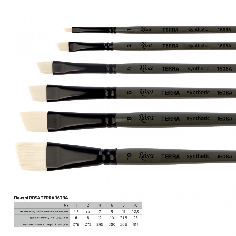 Synthetic Flat Brush, Snow 1098F, Long Handle, KOLOS by ROSA