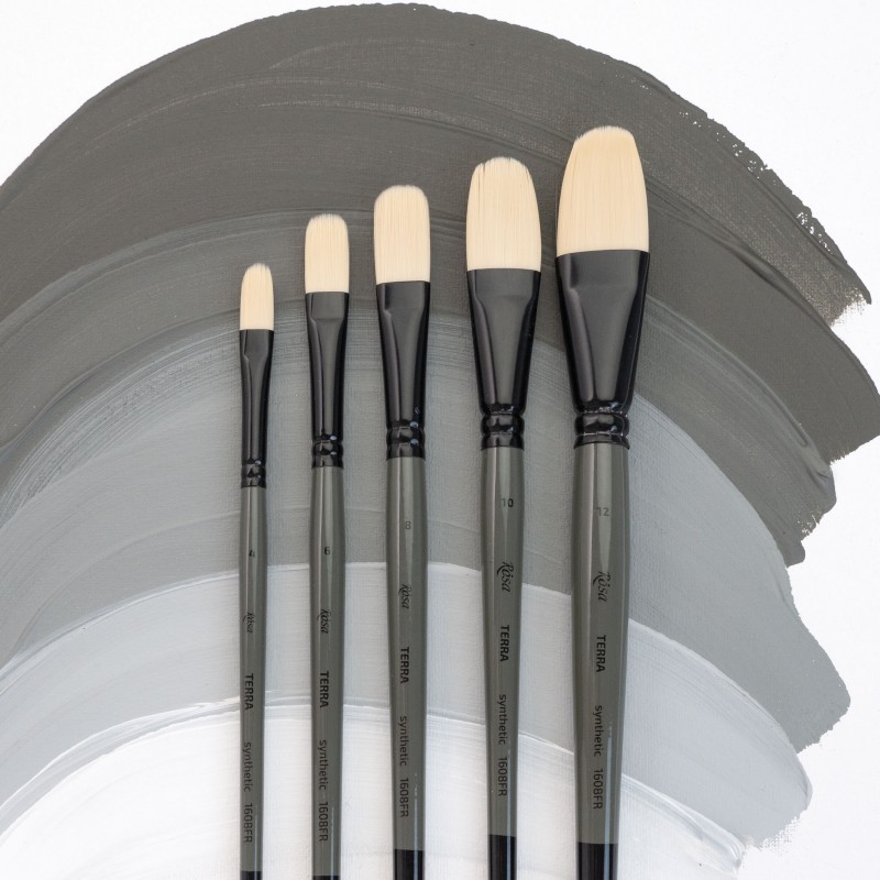 Synthetic Oval Brush, TERRA 1608FR, №1, Long Handle, ROSA