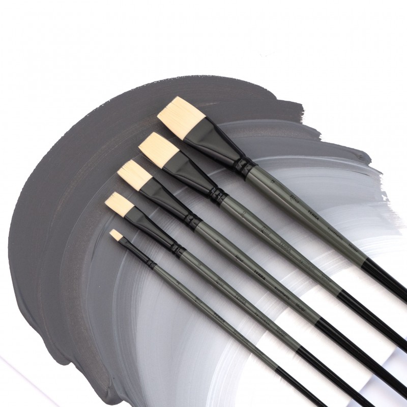 Synthetic Oval Brush, TERRA 1608FR, №1, Long Handle, ROSA