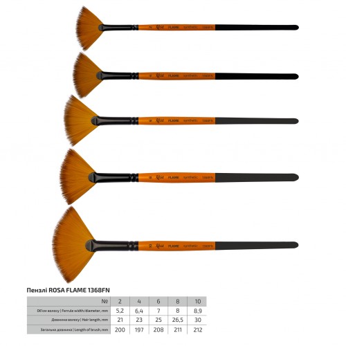 Synthetic Fan Brush, FLAME 1368FN, Short Handle, ROSA