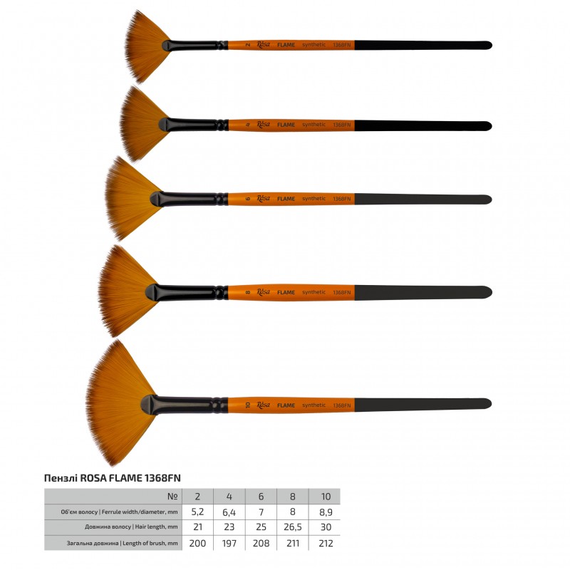 Synthetic Fan Brush, FLAME 1368FN, Short Handle, ROSA