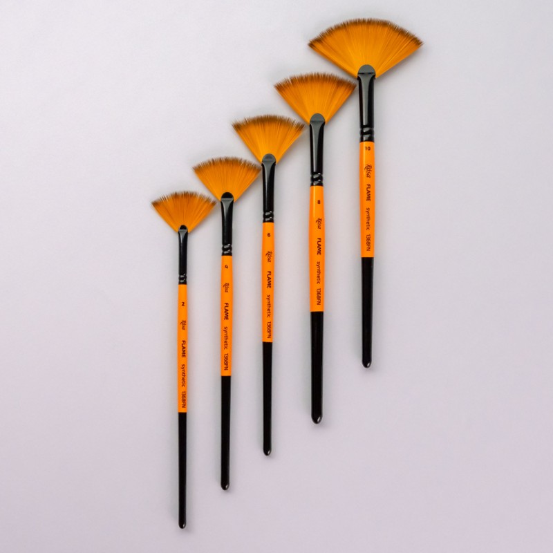 Synthetic Fan Brush, FLAME 1368FN, Short Handle, ROSA