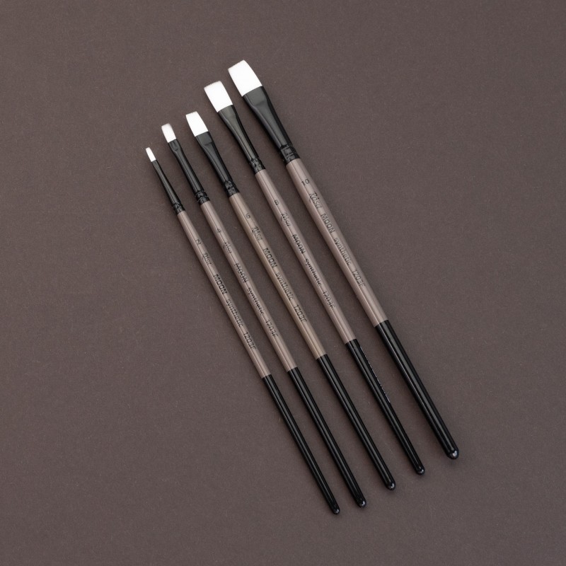 Synthetic Flat Brush, MOON 1203F, Short Handle, ROSA