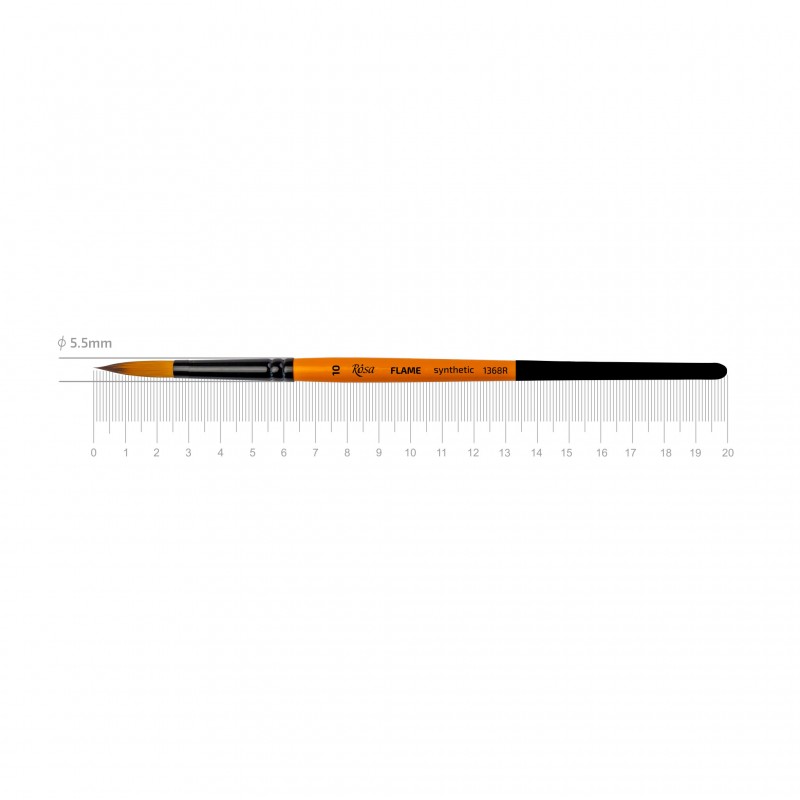 Synthetic Flat Brush, FLAME 1368F, Short Handle, ROSA