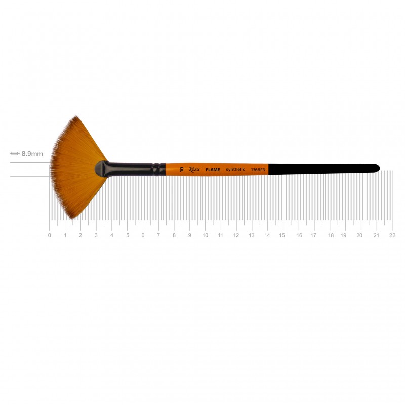 Synthetic Fan Brush, FLAME 1368FN, Short Handle, ROSA