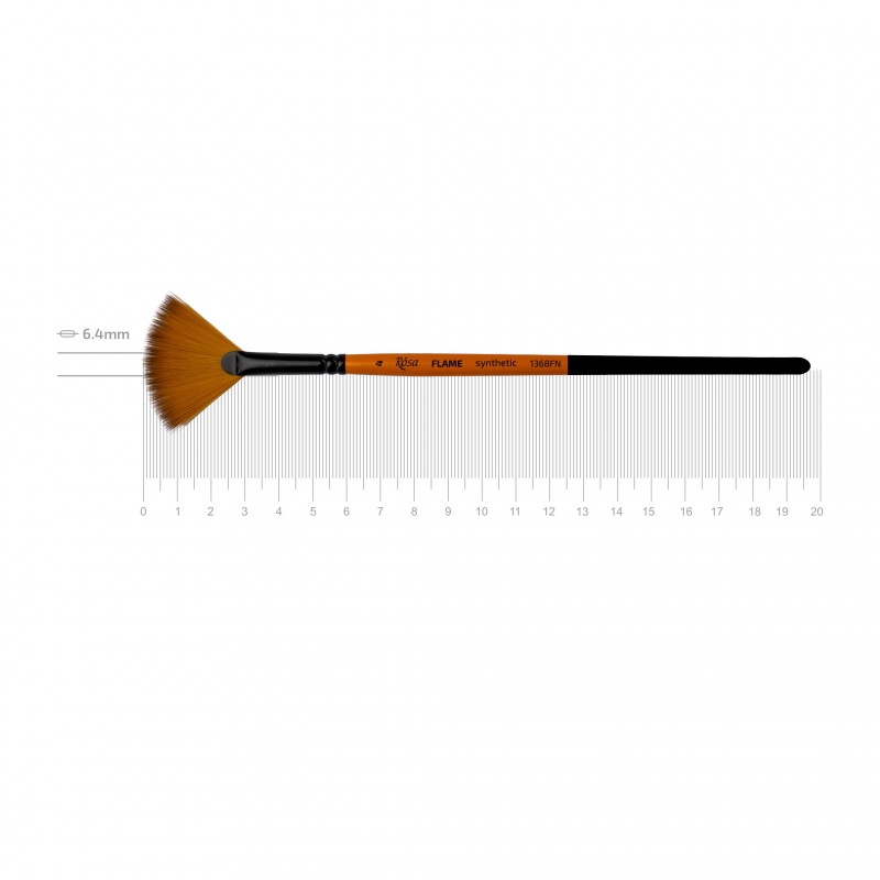Synthetic Fan Brush, FLAME 1368FN, Short Handle, ROSA