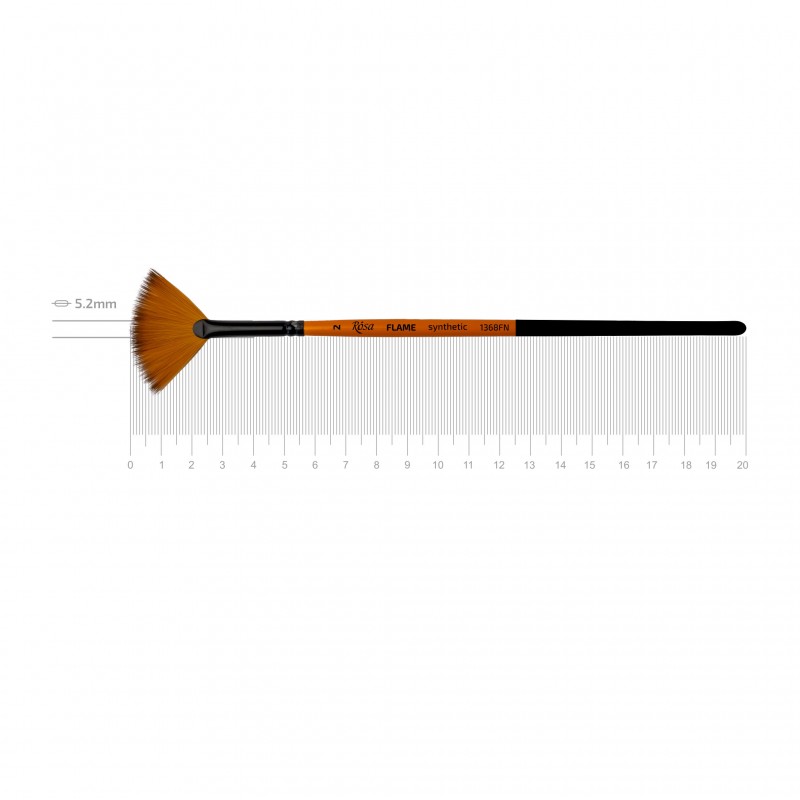 Synthetic Fan Brush, FLAME 1368FN, Short Handle, ROSA
