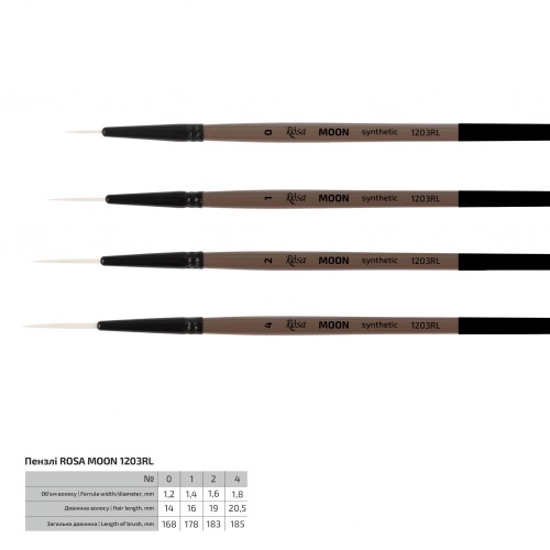 Synthetic Liner Brush, MOON 1203RL, Short Handle, ROSA
