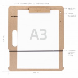Sketch-Board with magnetic clip  MDF ROSA Studio