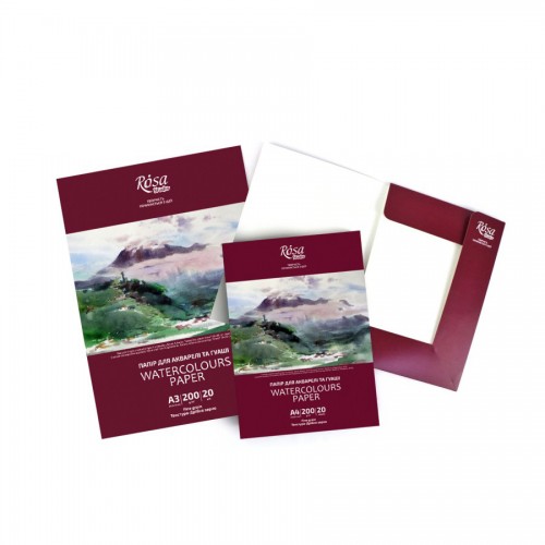 Folders for watercolor 20ark Fine grain 200g / m2 A3 / A4 ROSA Studio