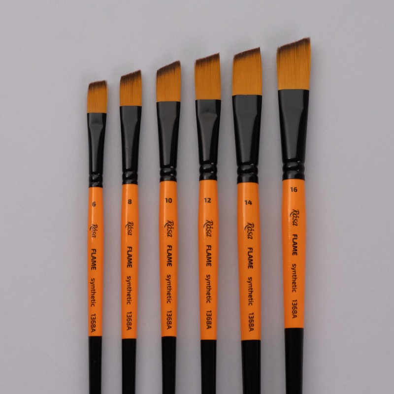 Synthetic Fan Brush, FLAME 1368FN, Short Handle, ROSA