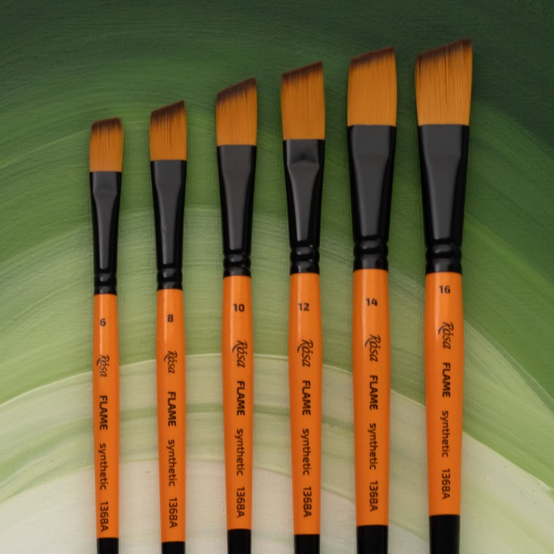 Synthetic Fan Brush, FLAME 1368FN, Short Handle, ROSA