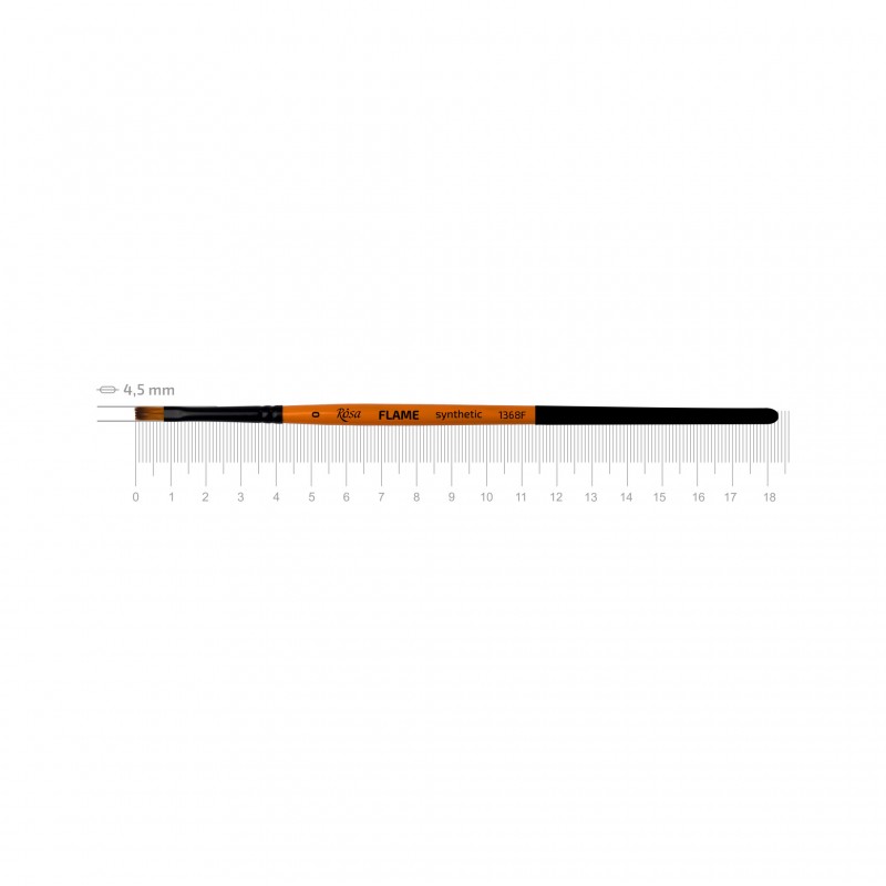Synthetic Flat Brush, FLAME 1368F, Short Handle, ROSA