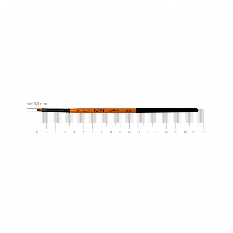 Synthetic Flat Brush, FLAME 1368F, Short Handle, ROSA