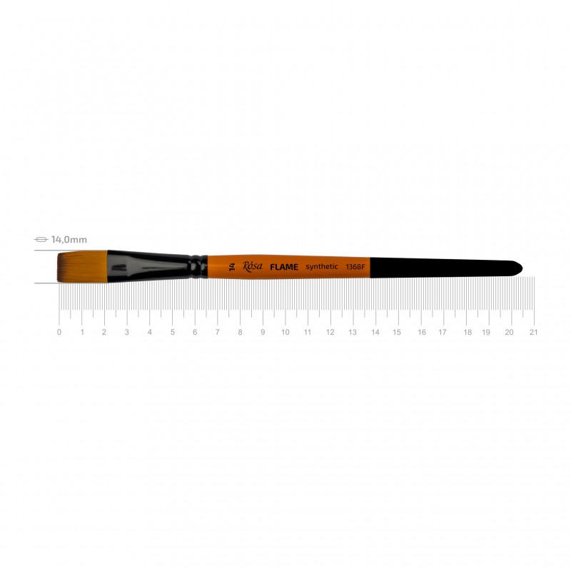 Synthetic Flat Brush, FLAME 1368F, Short Handle, ROSA