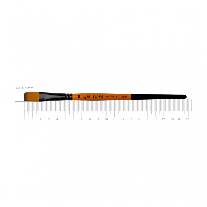 Synthetic Flat Brush, FLAME 1368F, Short Handle, ROSA