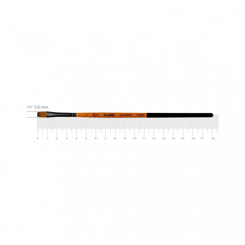 Synthetic Flat Brush, FLAME 1368F, Short Handle, ROSA