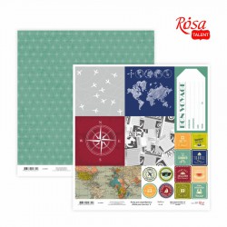 Scrap paper „Make your journey“ 30,48x30,48см, 200г /м2 ТМ ROSA TALENT