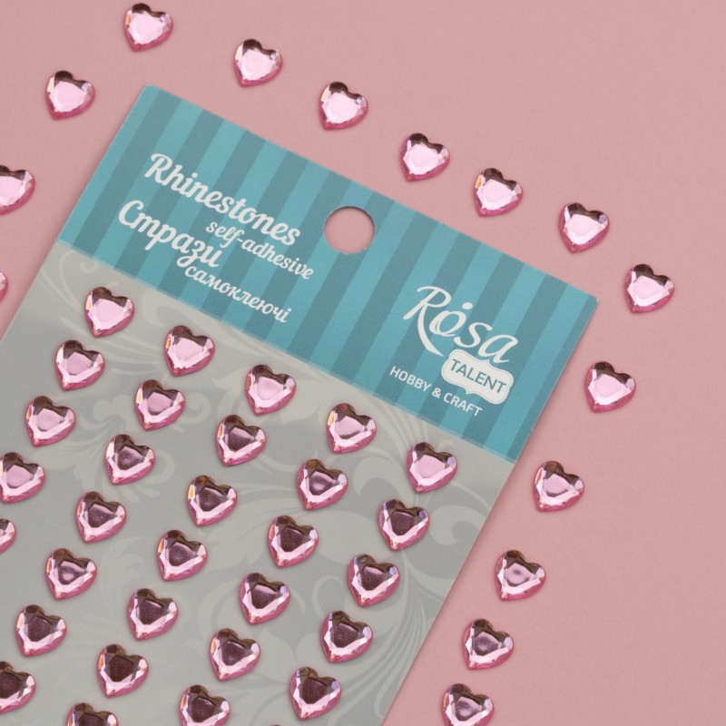 Rhinestones self-adhesive, Heart, 8mm,  ROSA Talent