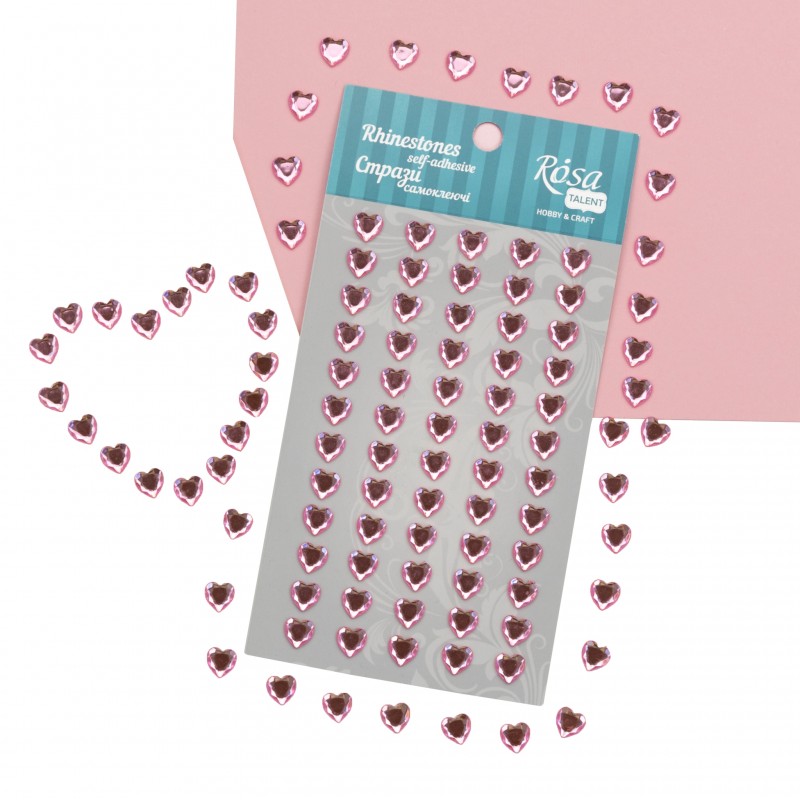 Rhinestones self-adhesive, Heart, 8mm,  ROSA Talent