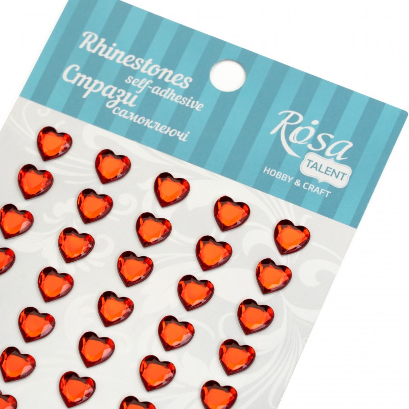Rhinestones self-adhesive, Heart, 8mm,  ROSA Talent