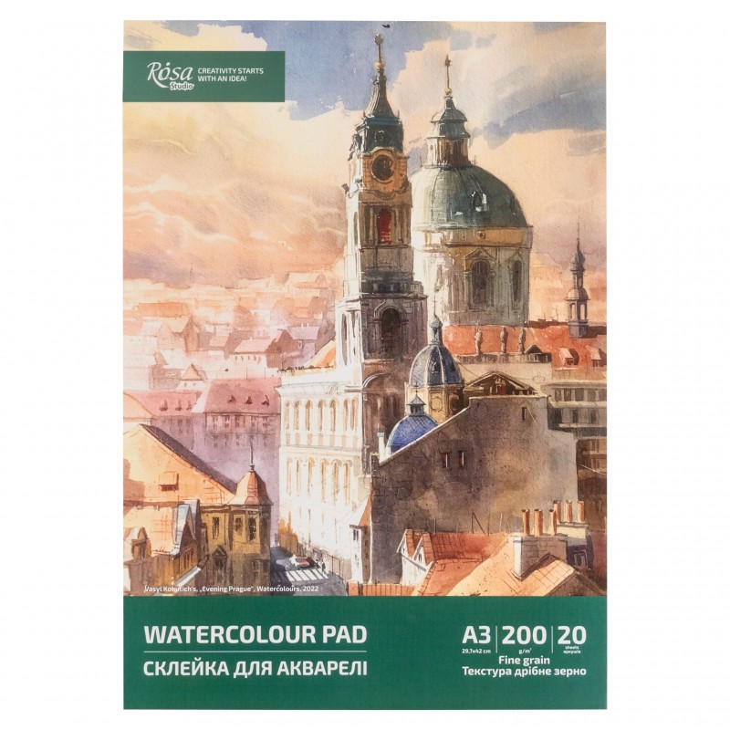 Watercolour pad, 200g/m2, 20 sheets, ROSA Studio