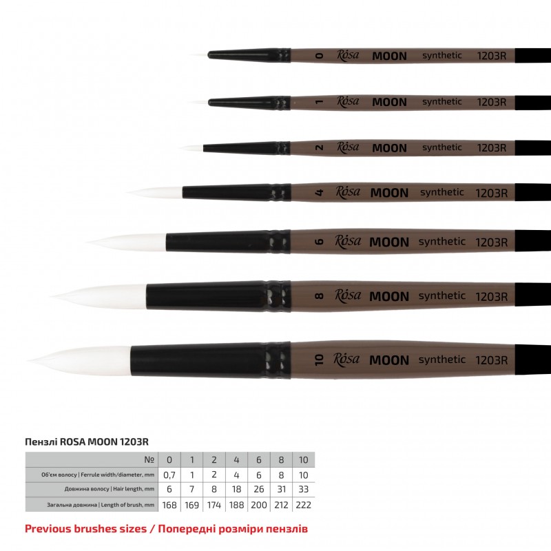 Synthetic Round Brush, MOON 1203R, Short Handle, ROSA