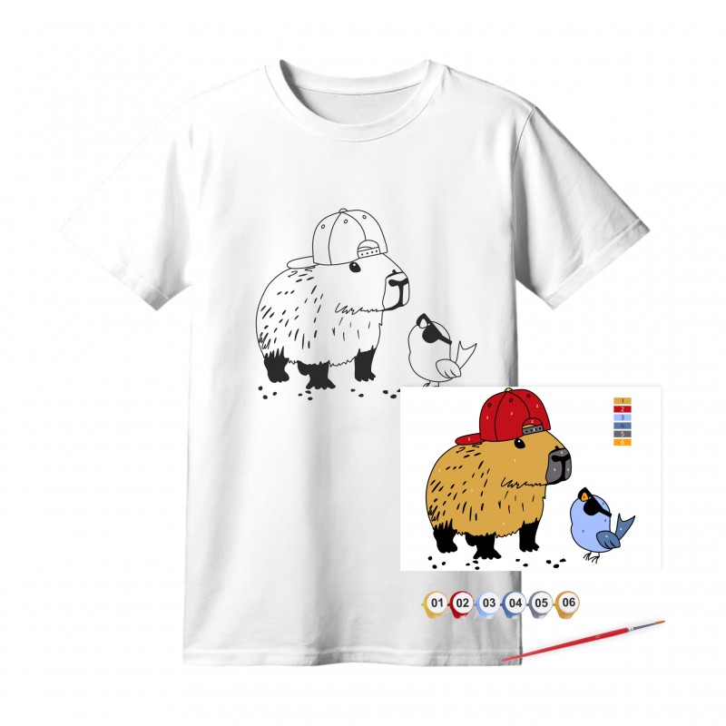 Набір, футболка-розмальовка, „Котики“, бавовна 100%, розмір S, ROSA Talent