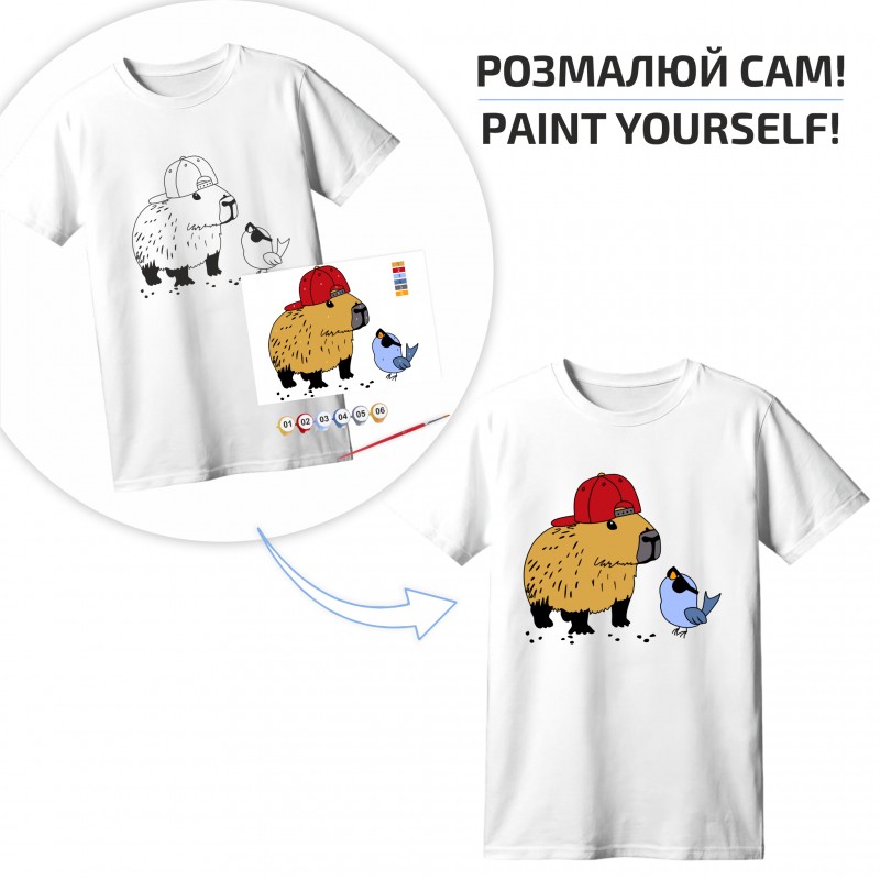 Набір, футболка-розмальовка, „Котики“, бавовна 100%, розмір S, ROSA Talent