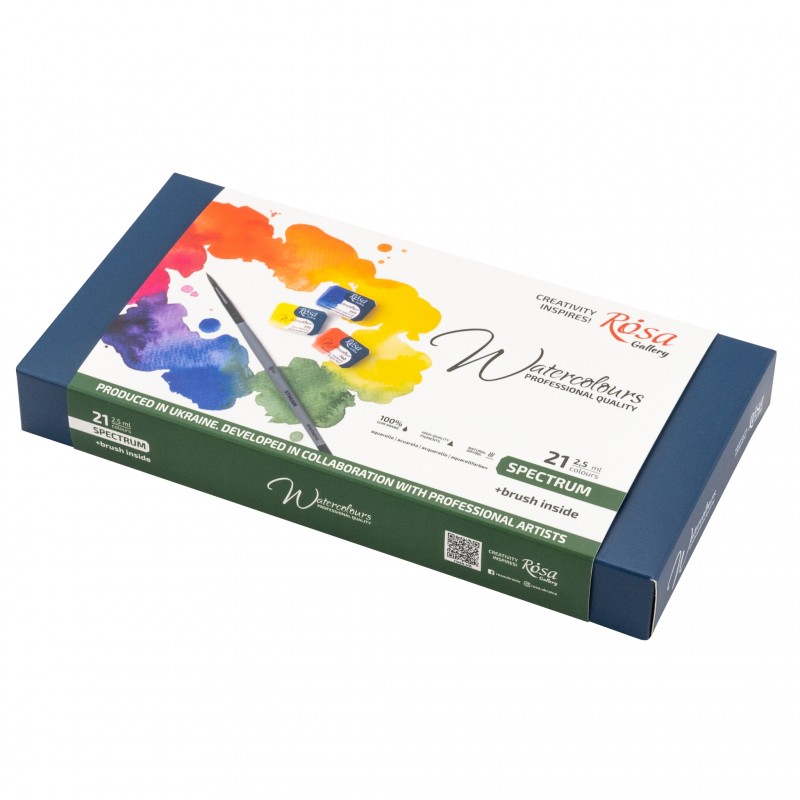 Watercolour sets SPECTRUM ROSA Gallery pans + brush in metal case