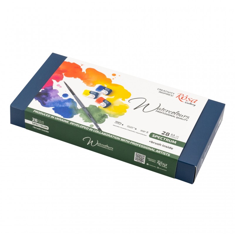 Watercolour sets SPECTRUM ROSA Gallery pans + brush in metal case