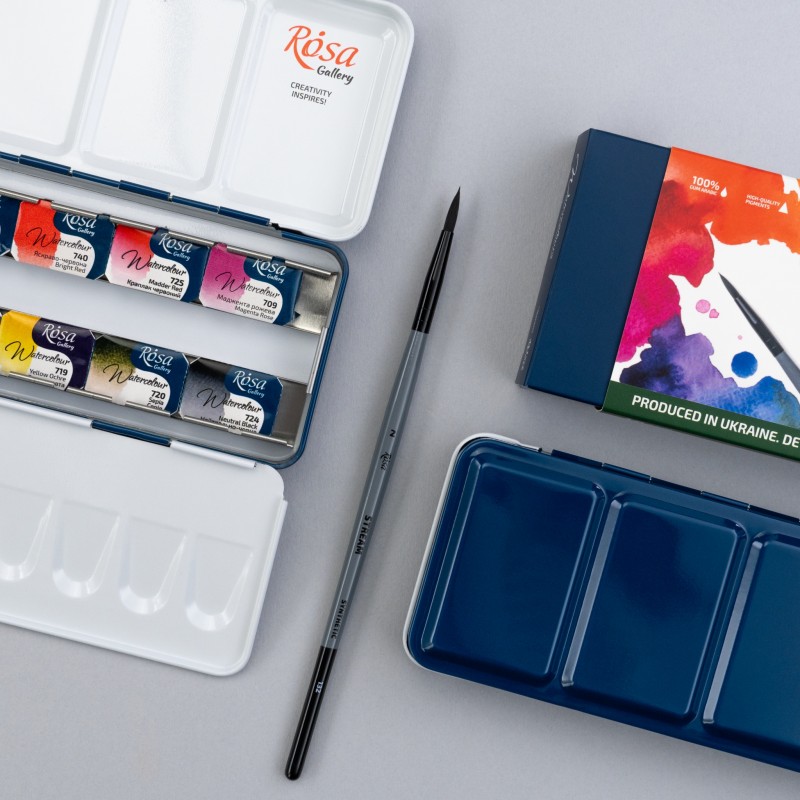Watercolour sets SPECTRUM ROSA Gallery pans + brush in metal case