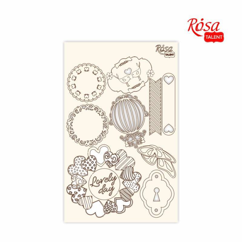Chipbord for scrapbooking „Floral Poem“, white board, 12,8х20cm, ROSA TALENT