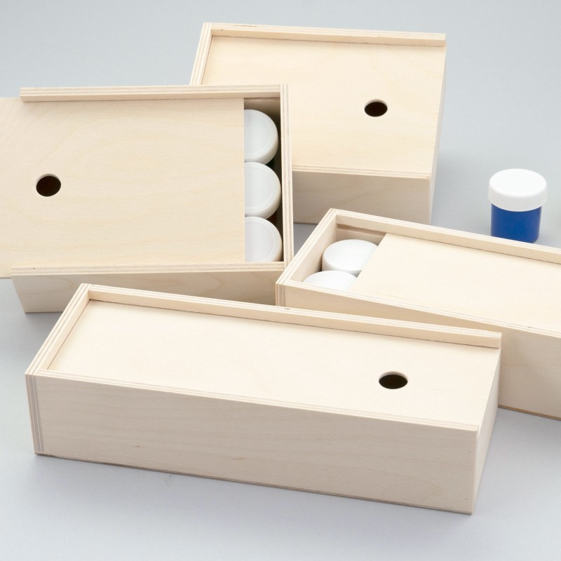 Gouache wooden pencil case