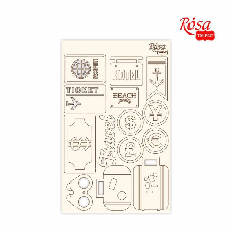 Chipbord for scrapbooking „Make your journey“, white board, 12,8х20cm, ROSA TALENT