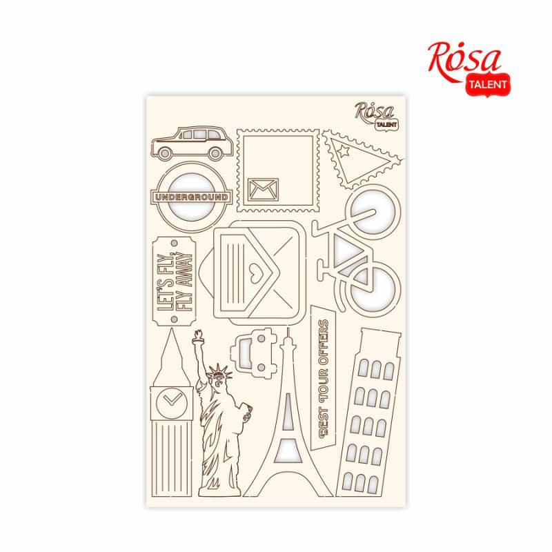 Chipbord for scrapbooking „Make your journey“, white board, 12,8х20cm, ROSA TALENT