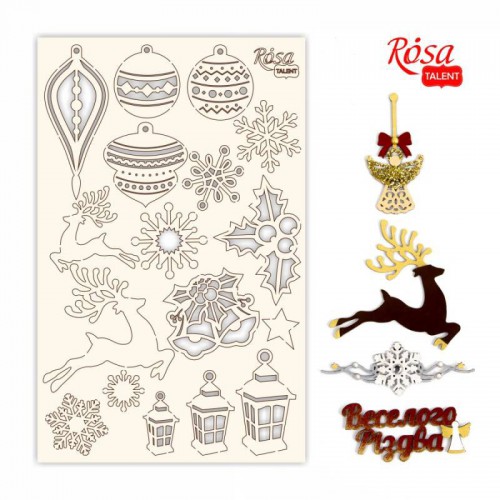Chipbord for scrapbooking „New Year's magic“, white board, 12,8х20cm, ROSA TALENT
