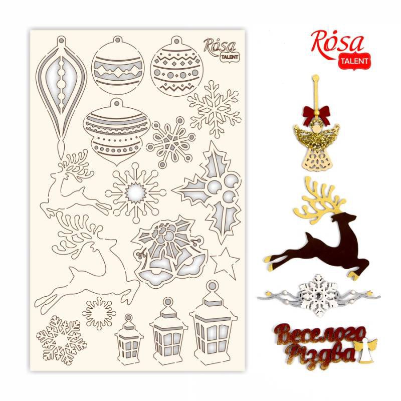 Чіпборд для скрапу „New Year's magic“ , білий картон, 12,8х20см, ROSA TALENT