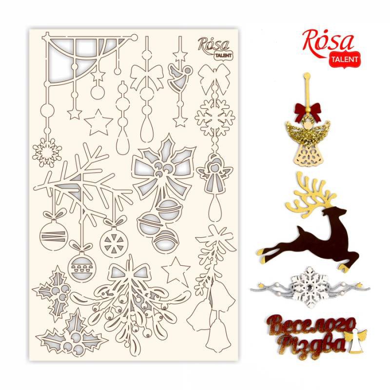 Чіпборд для скрапу „New Year's magic“ , білий картон, 12,8х20см, ROSA TALENT