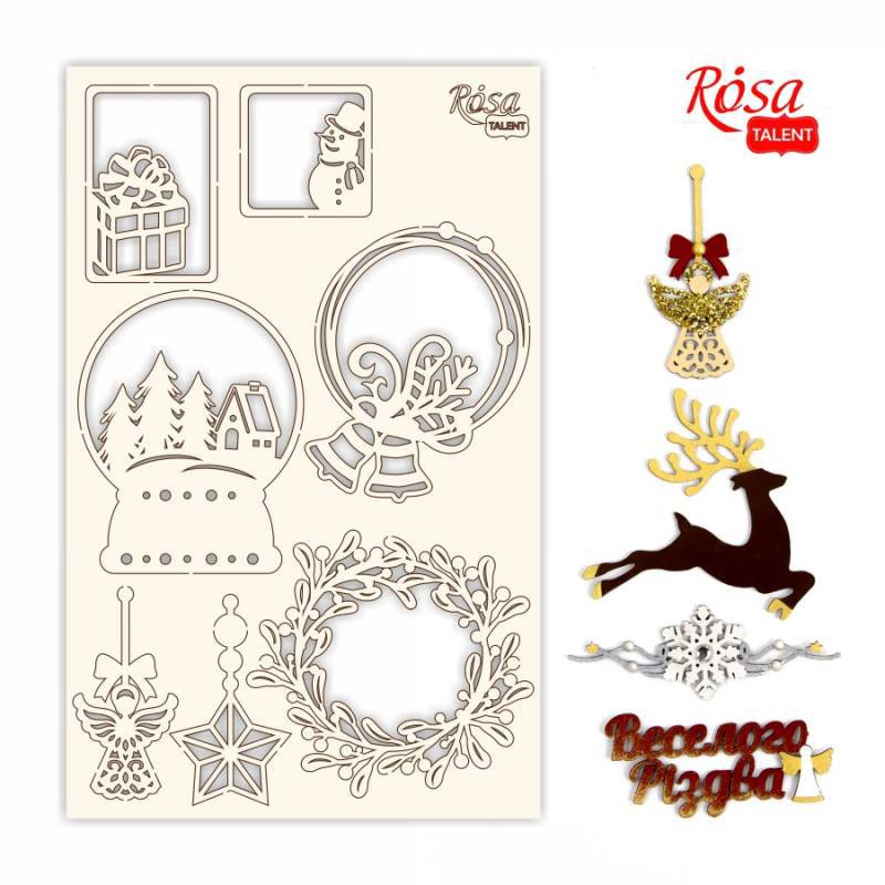 Chipbord for scrapbooking „New Year's magic“, white board, 12,8х20cm, ROSA TALENT