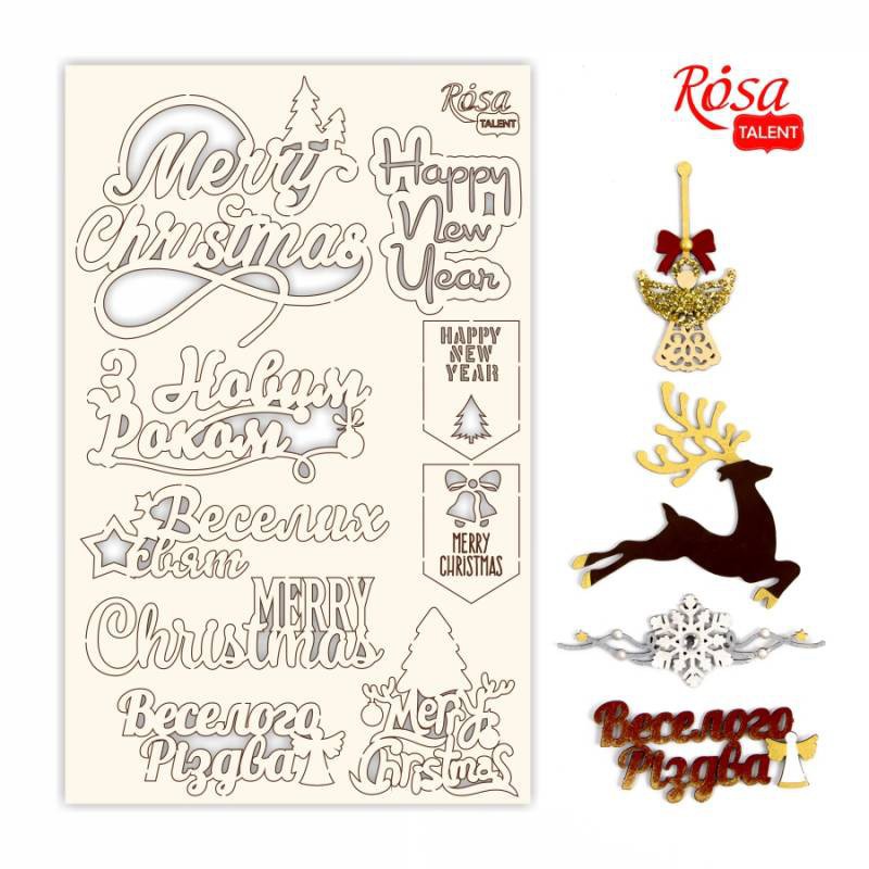 Chipbord for scrapbooking „New Year's magic“, white board, 12,8х20cm, ROSA TALENT
