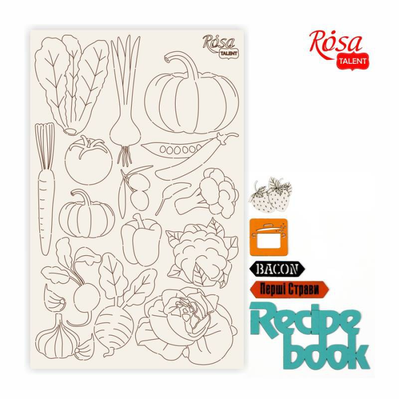 Чіпборд для скрапу „Recipe book“ , білий картон, 12,8х20см, ROSA TALENT