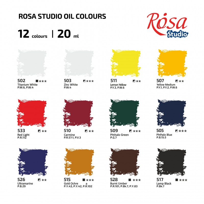 Oil paint set 24*20 ml, ROSA Studio