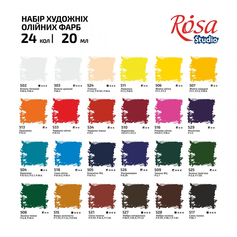 Набір олійних фарб 24х20мл ROSA Studio
