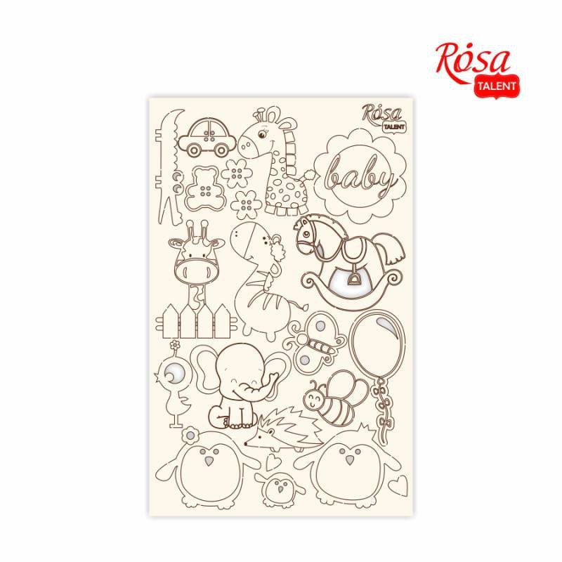 Chipbord for scrapbooking „Kids motives“, white board, 12,8х20cm, ROSA TALENT